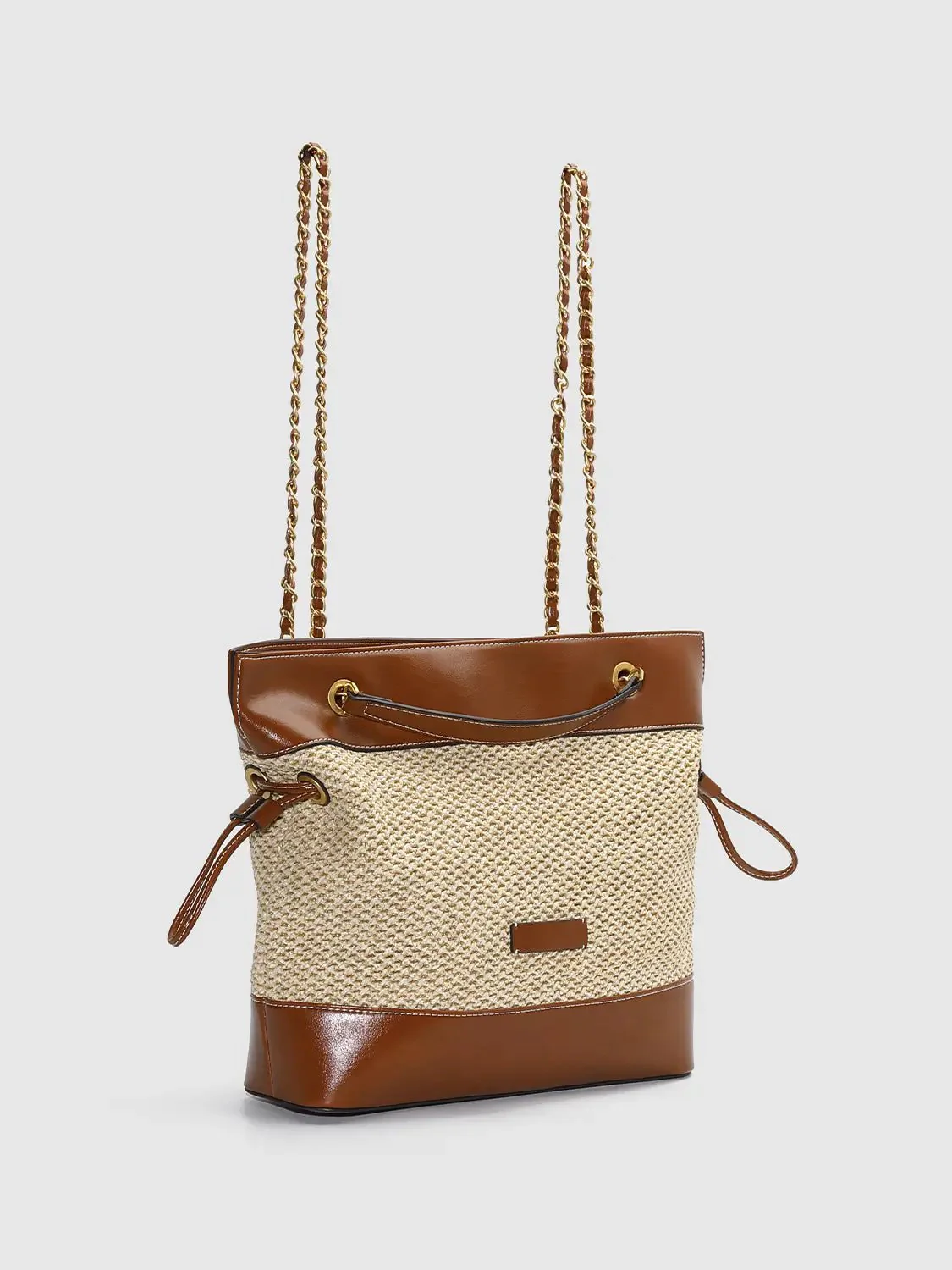 9580-faux-leather-trim-chain-straps-everyday-carryall-satchel-bags-3.webp Faux Leather Trim Chain Straps Everyday Carryall Satchel Bags