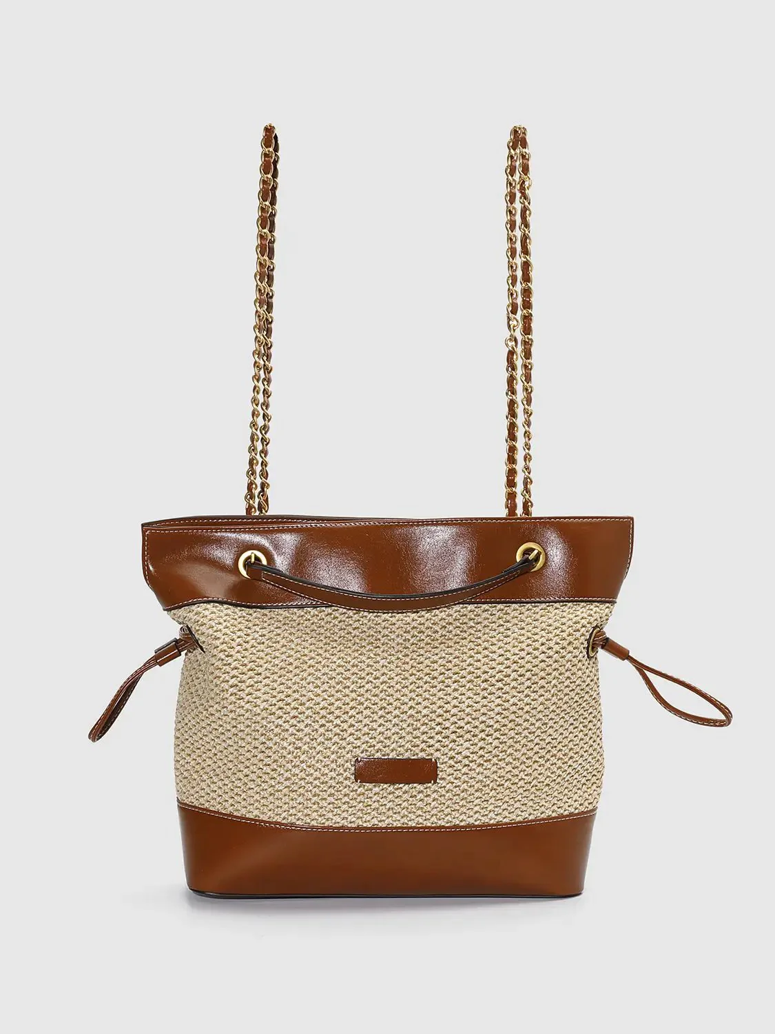 9580-faux-leather-trim-chain-straps-everyday-carryall-satchel-bags-8.webp Faux Leather Trim Chain Straps Everyday Carryall Satchel Bags
