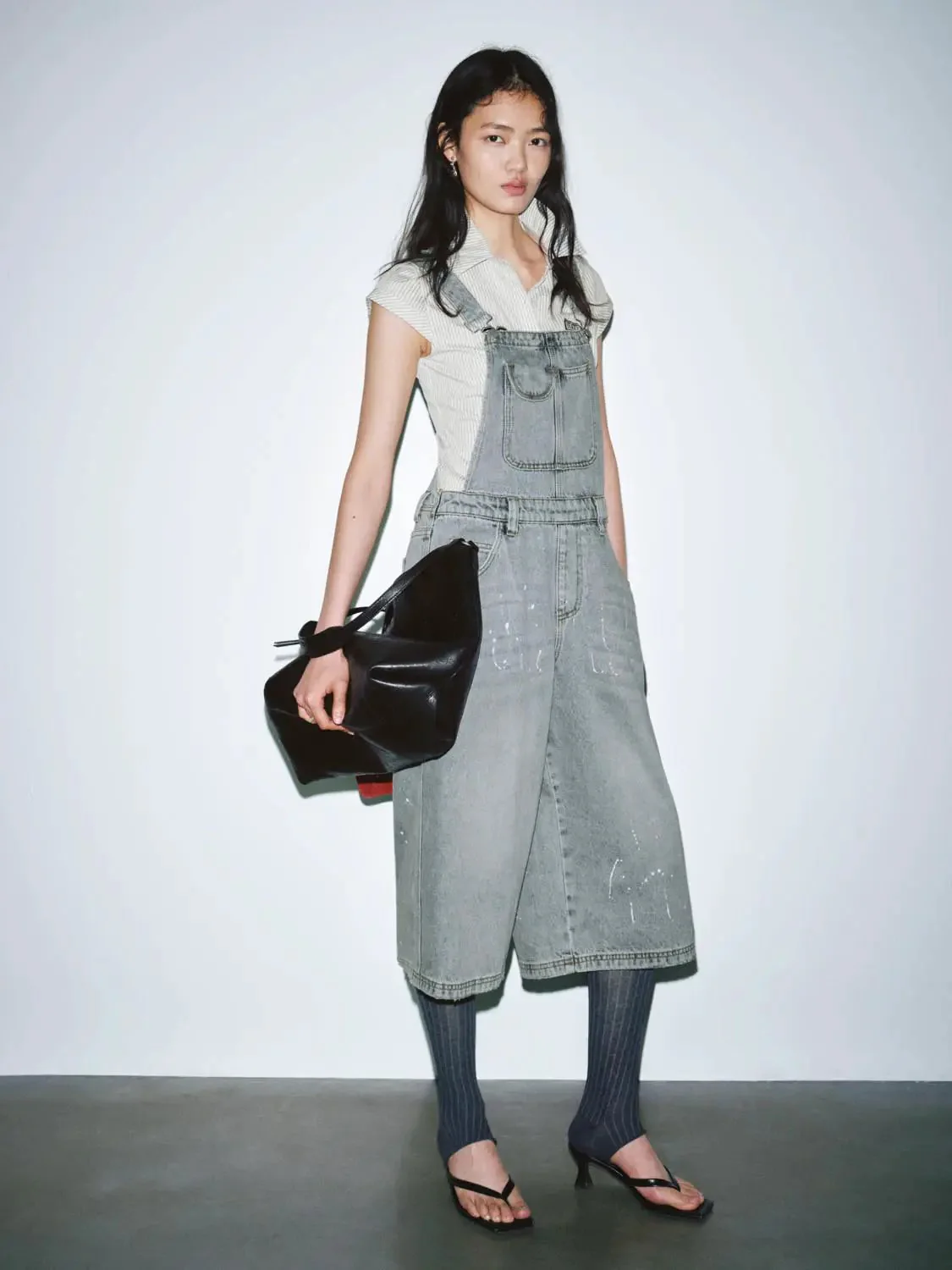 Denim Raw Detail Wide Leg Jumpsuits Denim Overalls
