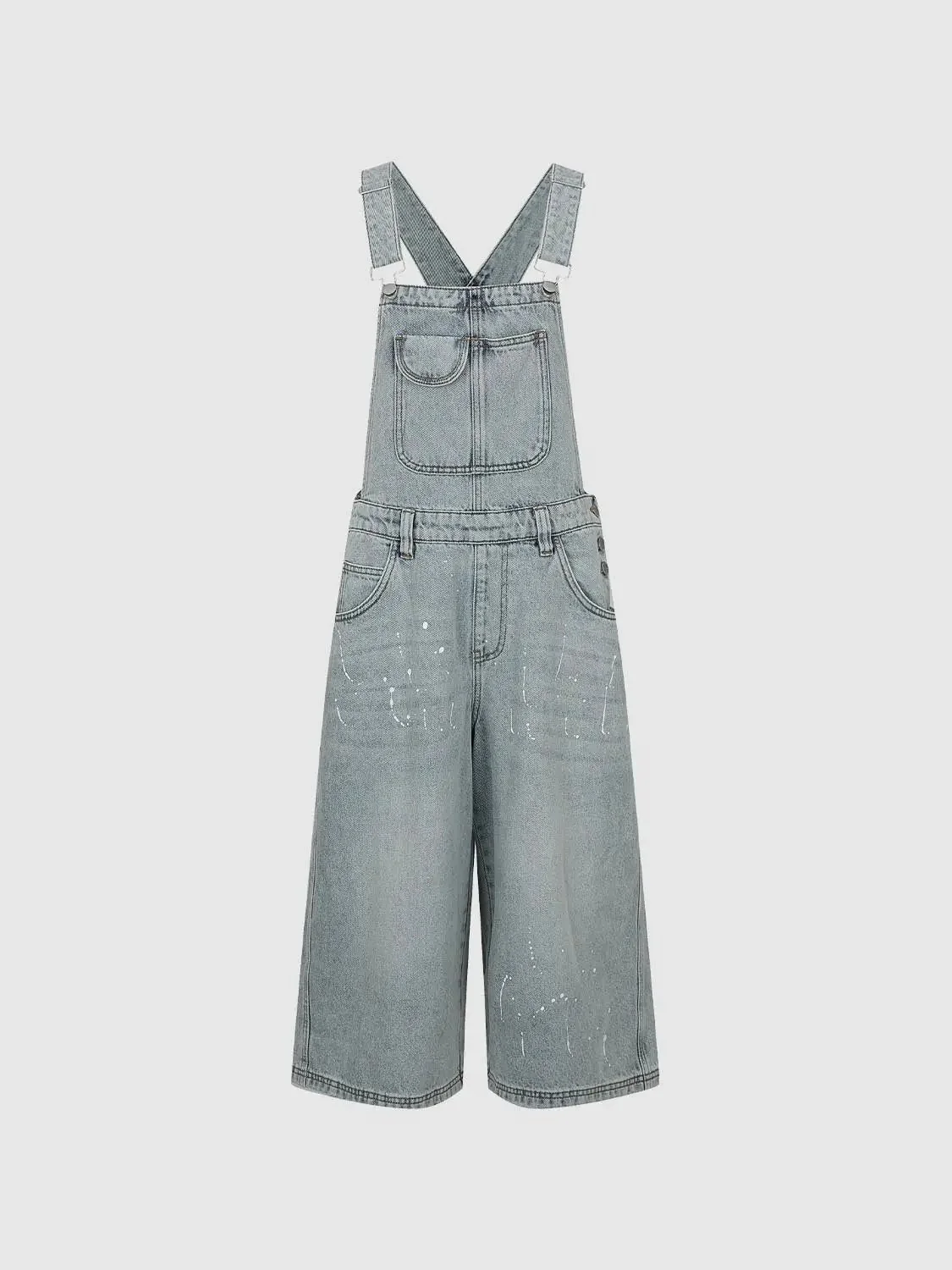 Denim Raw Detail Wide Leg Jumpsuits Denim Overalls
