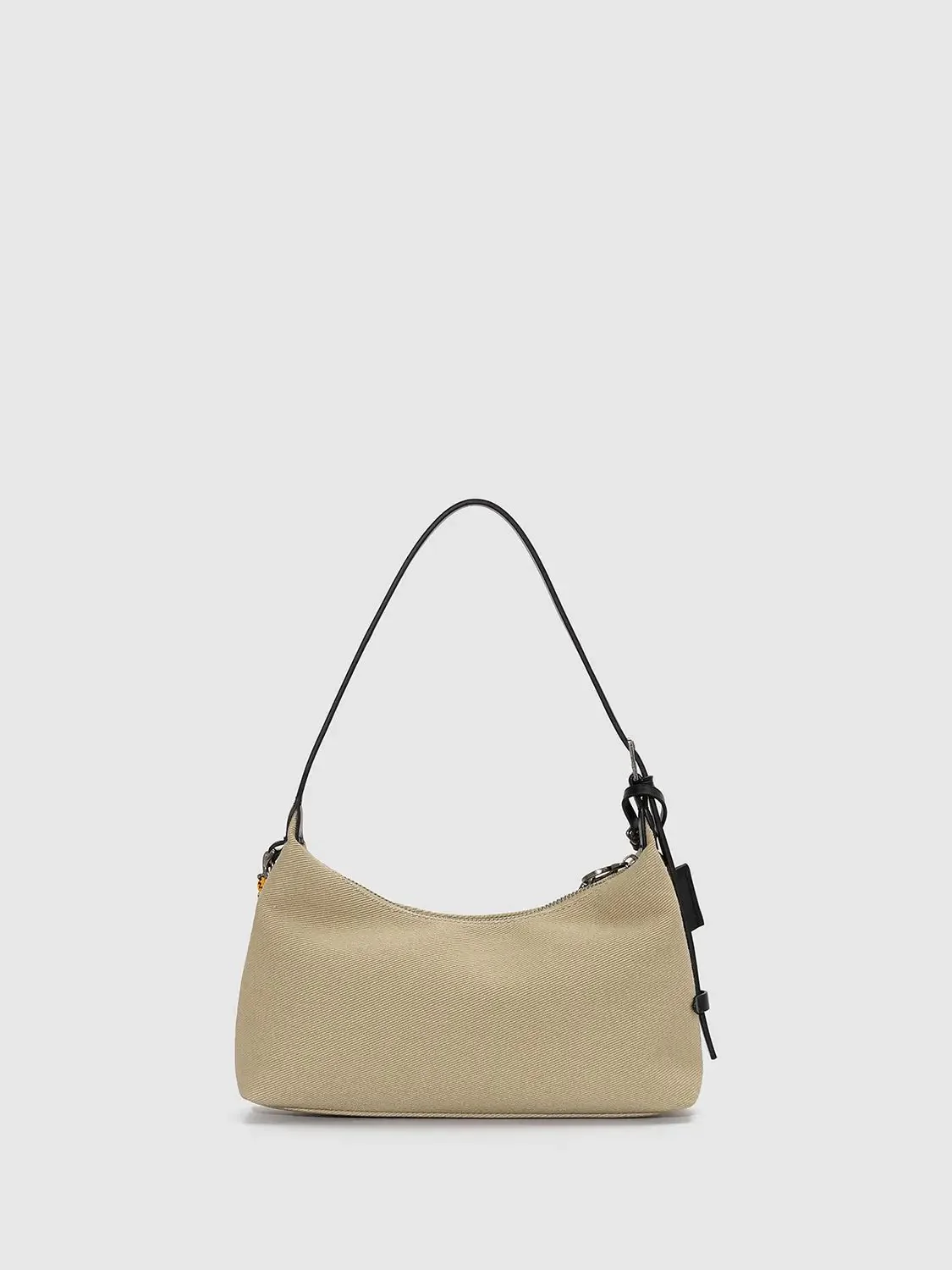 Faux Leather Patch Chain Strap Contrast Rope Accent Hobo Bags