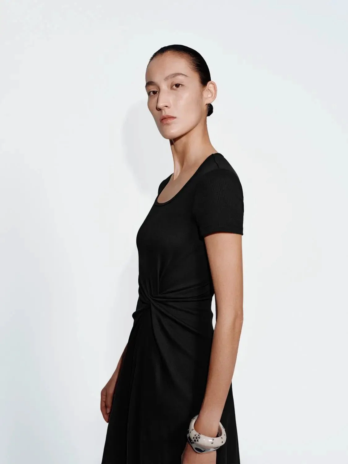 9781-cotton-blend-scoop-neck-draped-a-line-midi-dress-10.webp Cotton Blend Scoop Neck Draped A-Line Midi Dress