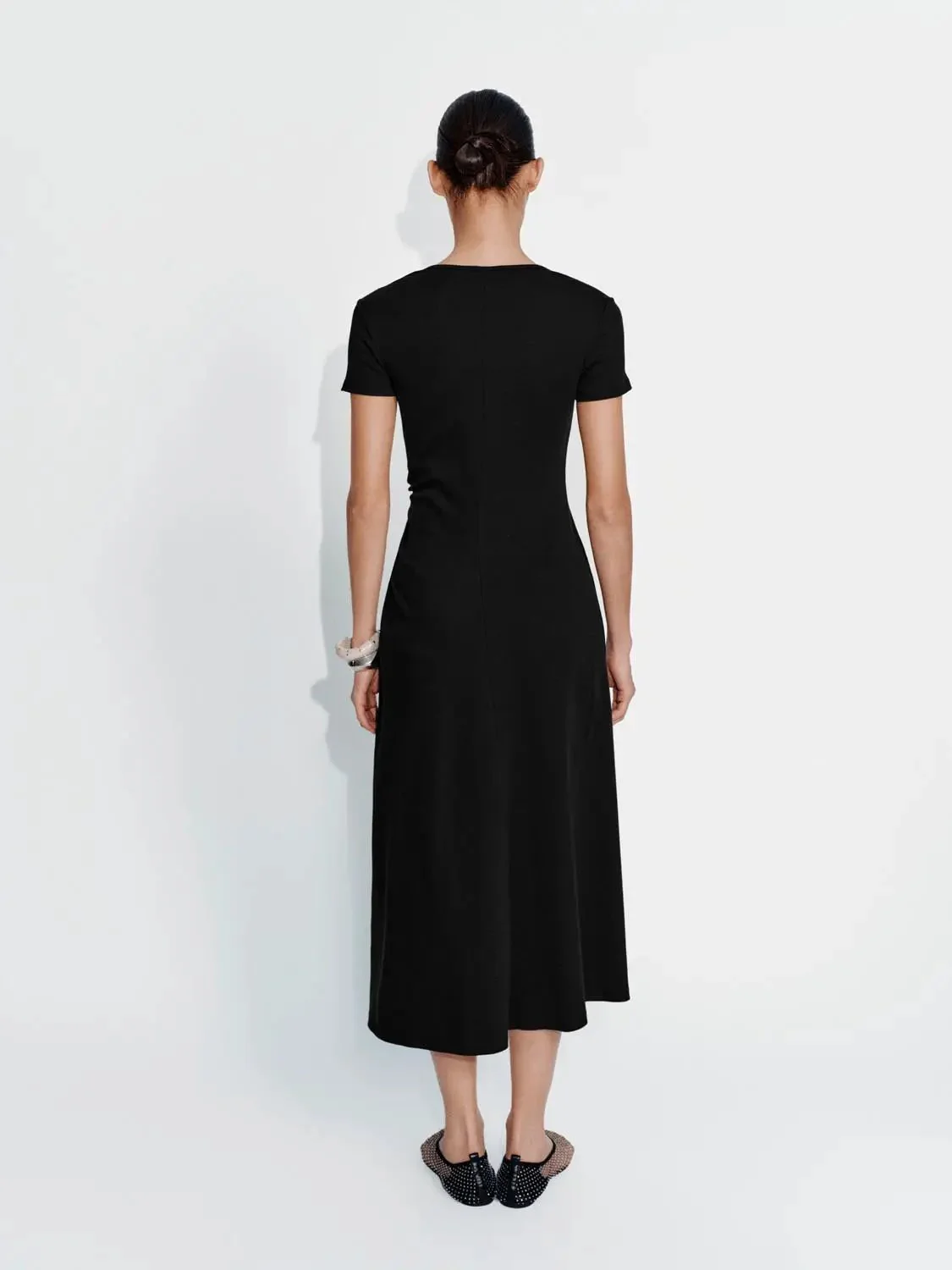 9781-cotton-blend-scoop-neck-draped-a-line-midi-dress-14.webp Cotton Blend Scoop Neck Draped A-Line Midi Dress