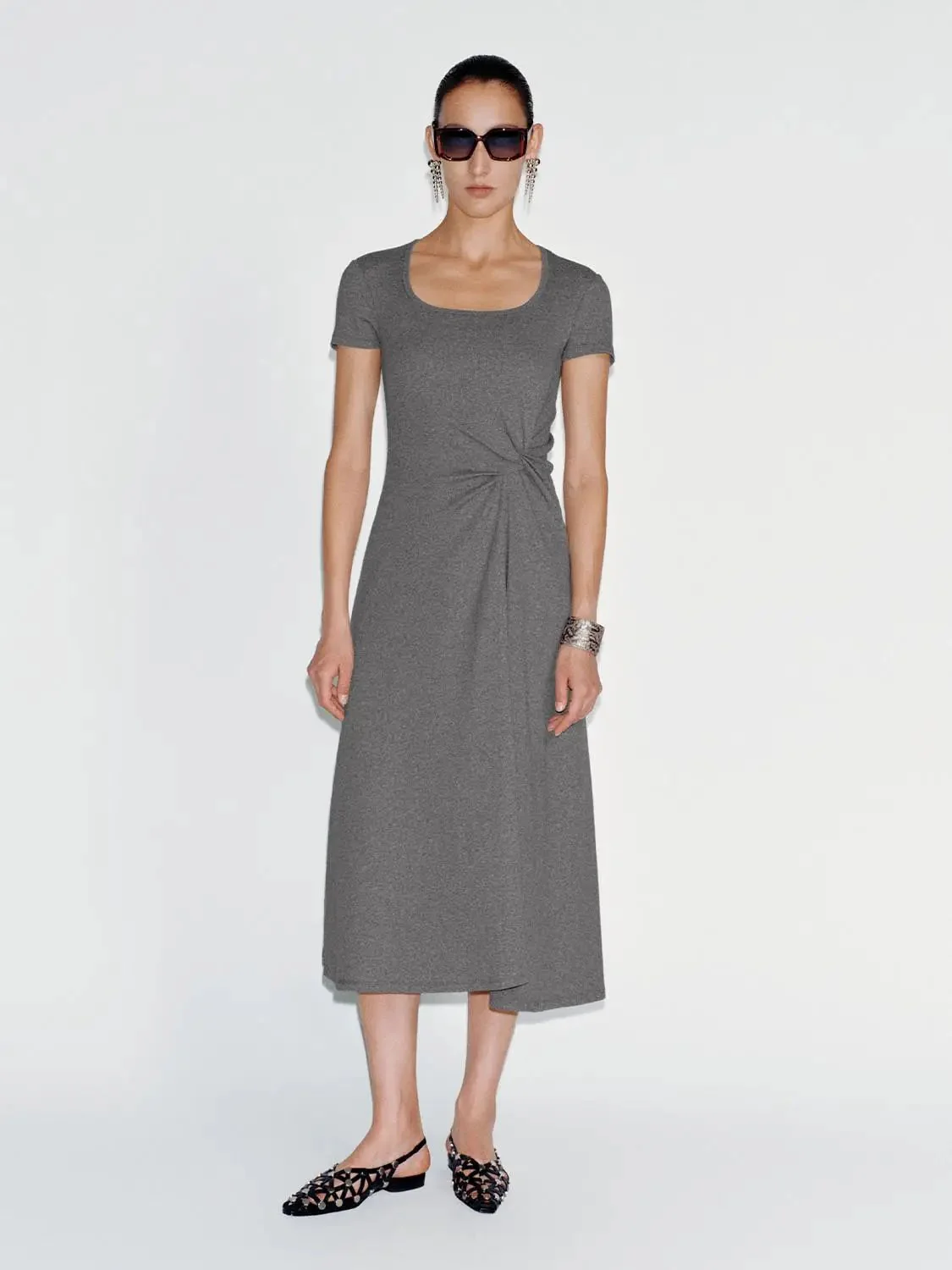 9781-cotton-blend-scoop-neck-draped-a-line-midi-dress-17.webp Cotton Blend Scoop Neck Draped A-Line Midi Dress
