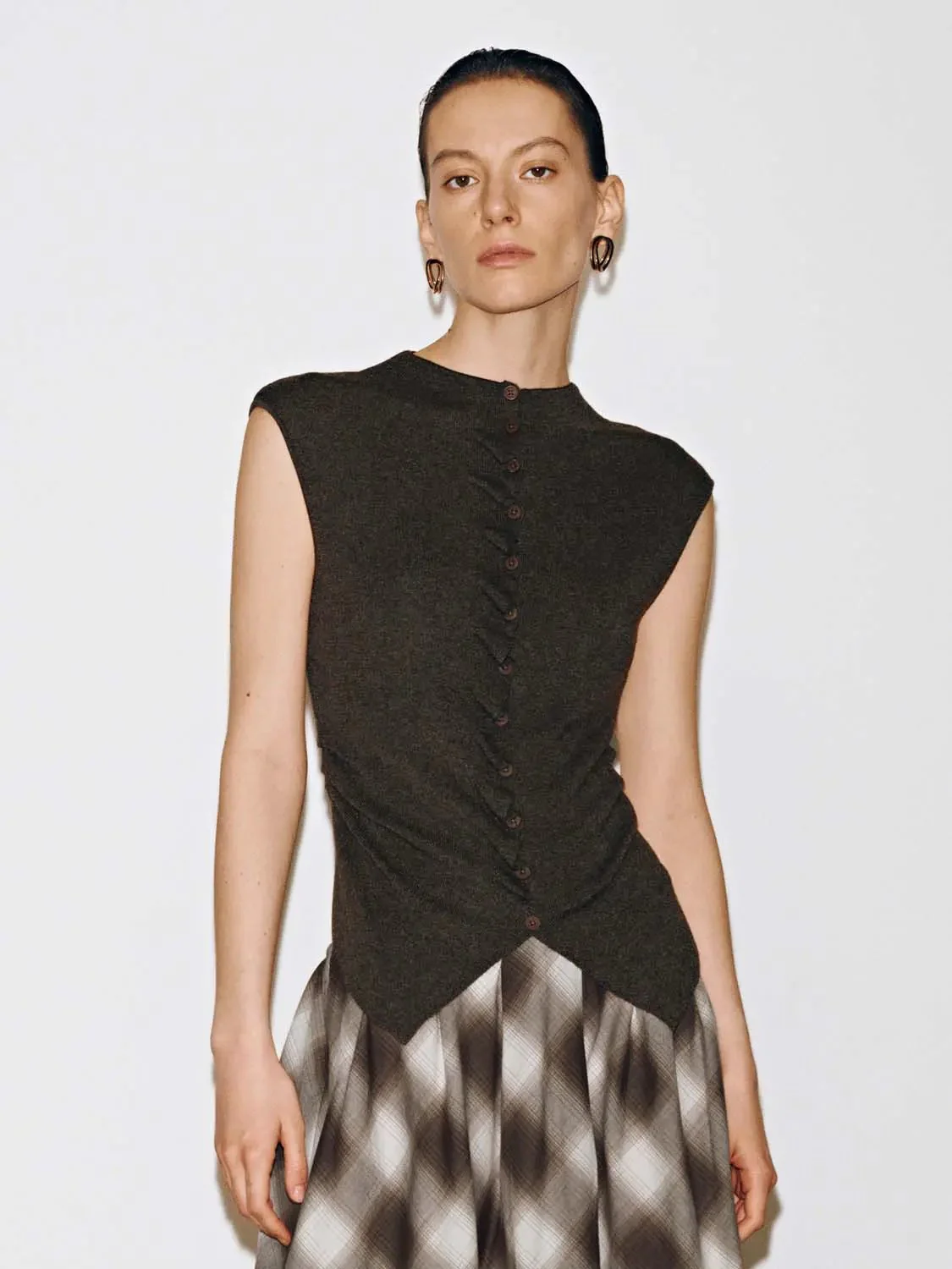 Sleeveless Skinny-Fit Knitted Cardigans
