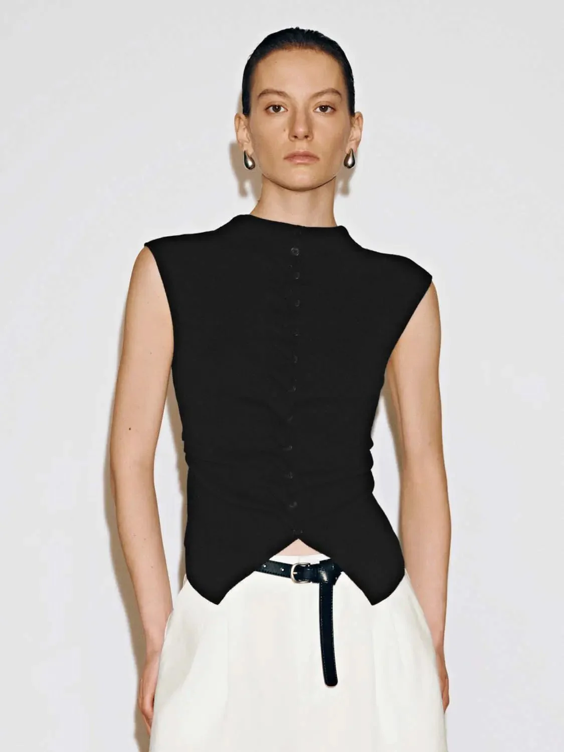 Sleeveless Skinny-Fit Knitted Cardigans
