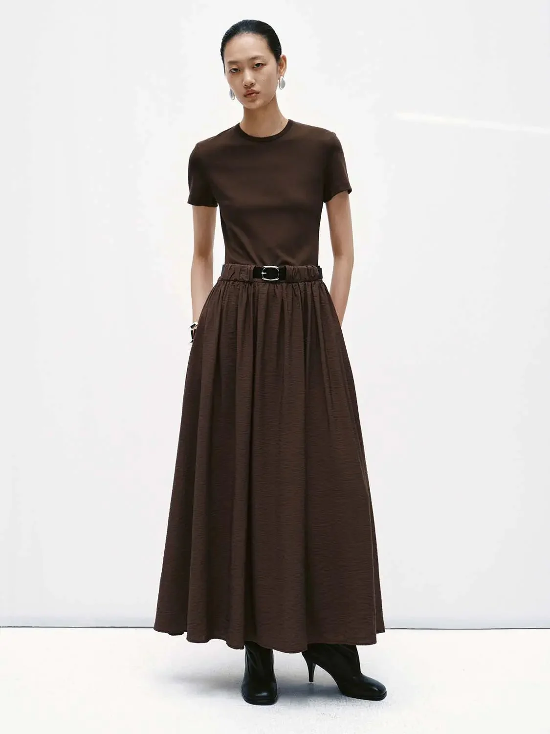 99-dark-brown-cotton-blend-belted-a-line-maxi-dresses-1.webp Dark Brown Cotton Blend Belted A-Line Maxi Dresses