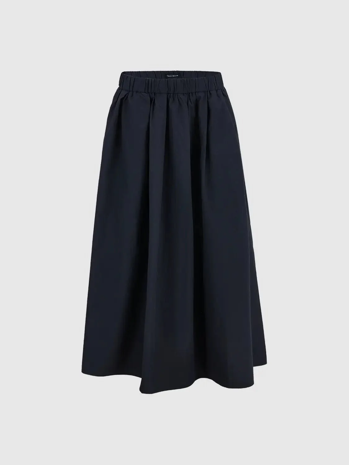 Cotton Shell Elastic Waist A Line Midi Skirt