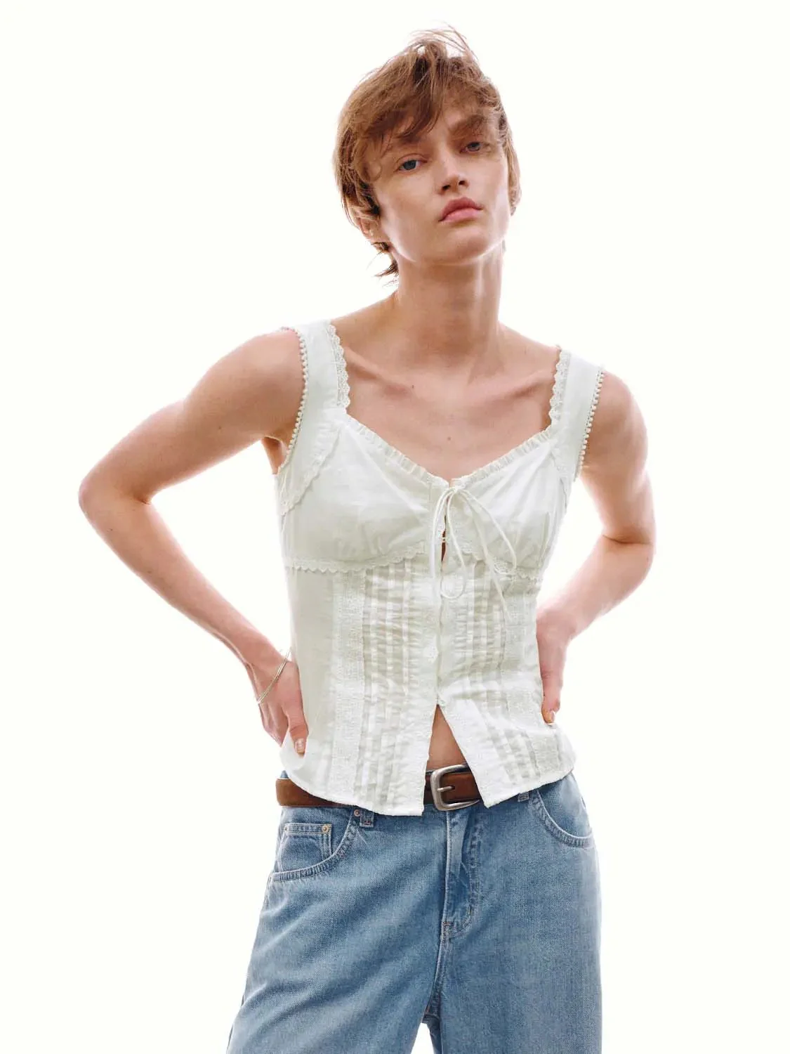993-strappy-laced-bow-detail-skinny-fit-cami-tops-1.webp Strappy Laced Bow Detail Skinny Fit Cami Tops