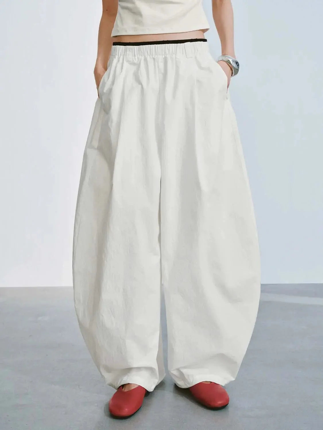 Contrast Trim Pull On Loose-Fit Jogger Pants
