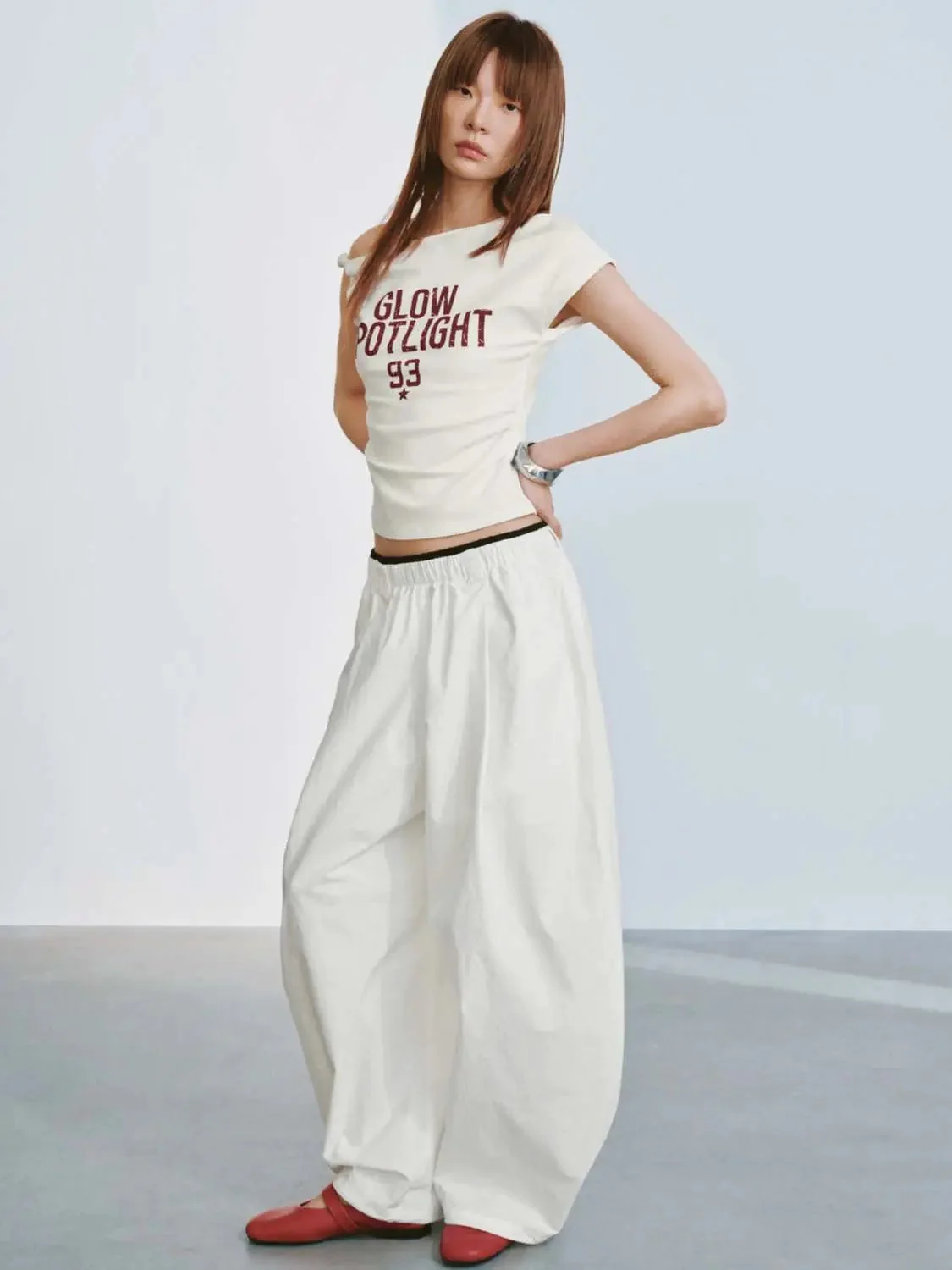 Contrast Trim Pull On Loose-Fit Jogger Pants