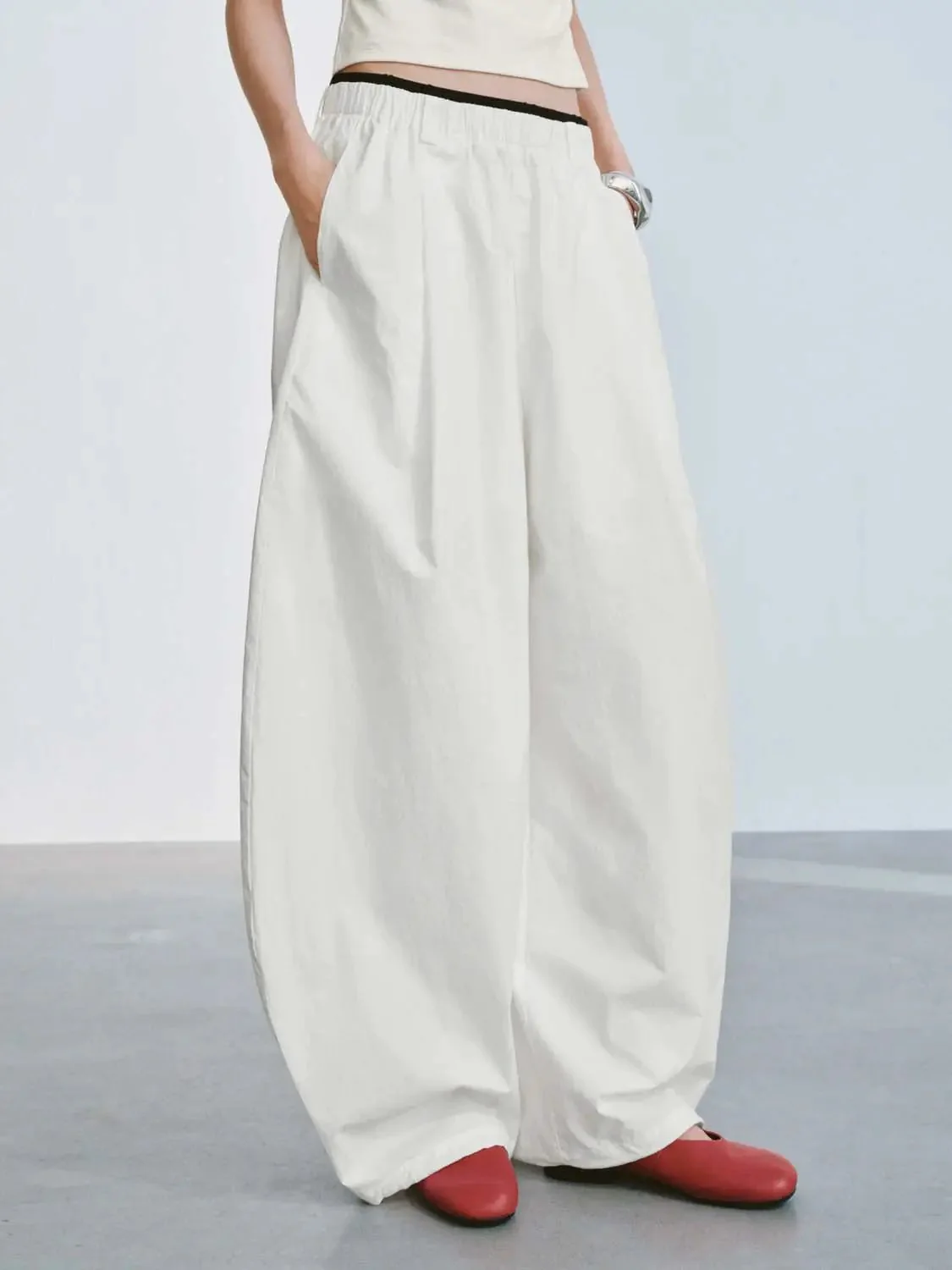 Contrast Trim Pull On Loose-Fit Jogger Pants