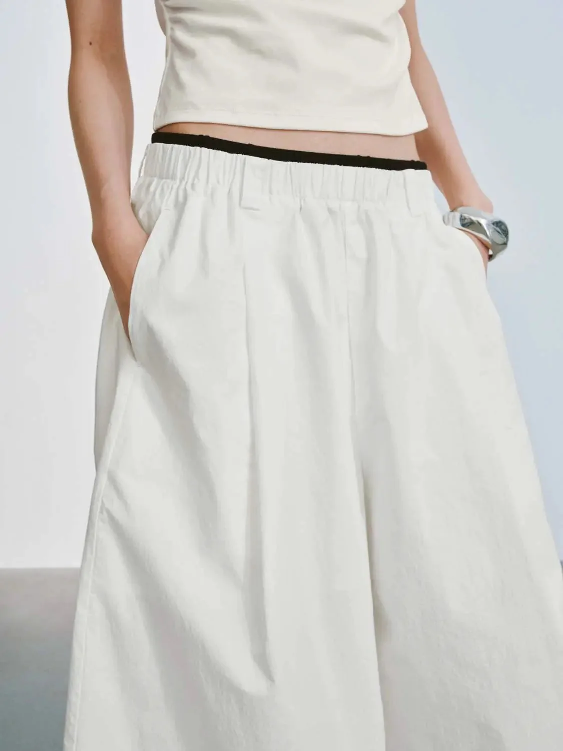 Contrast Trim Pull On Loose-Fit Jogger Pants