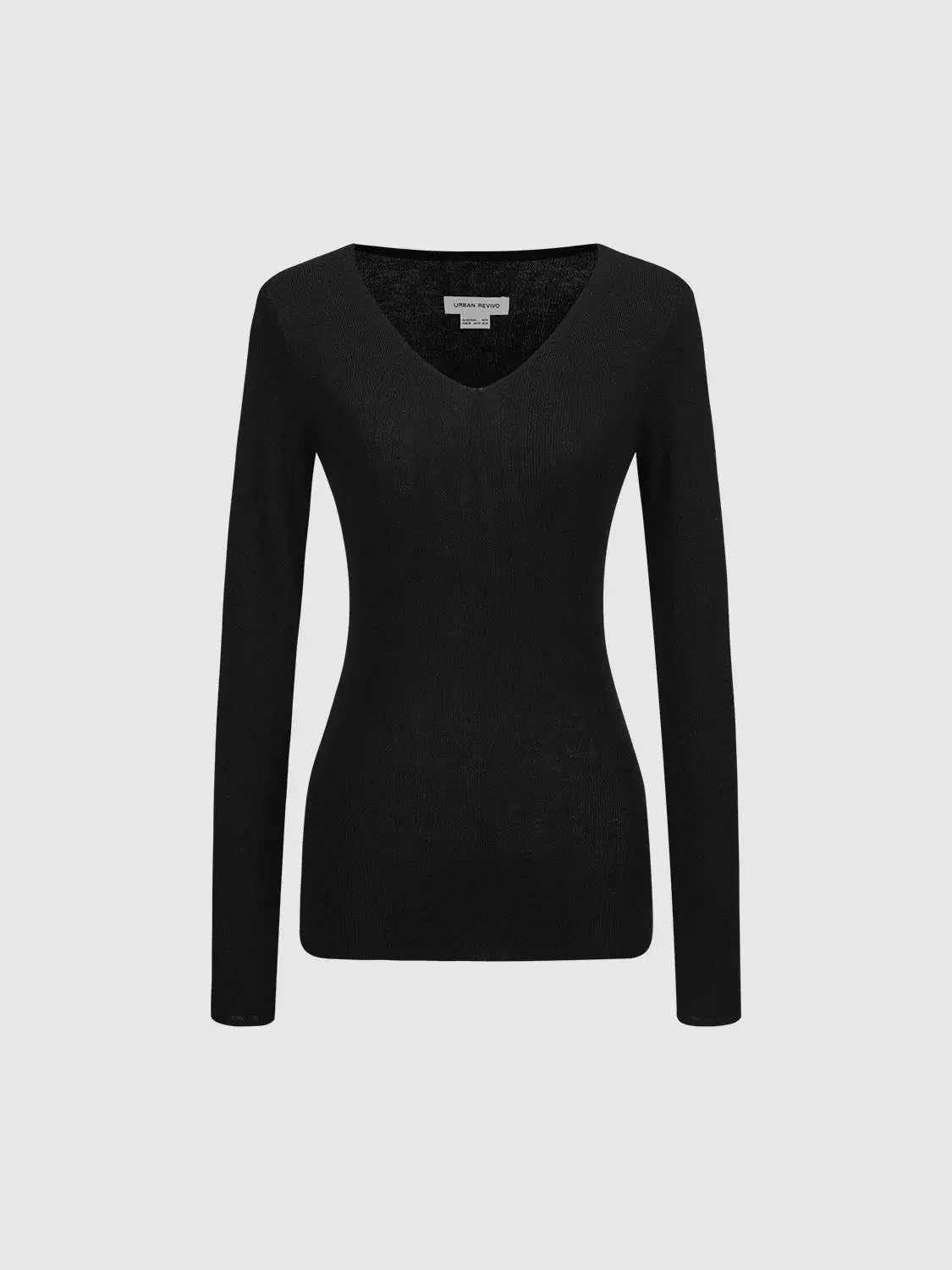 V-Neck Knitted Skinny T-Shirt