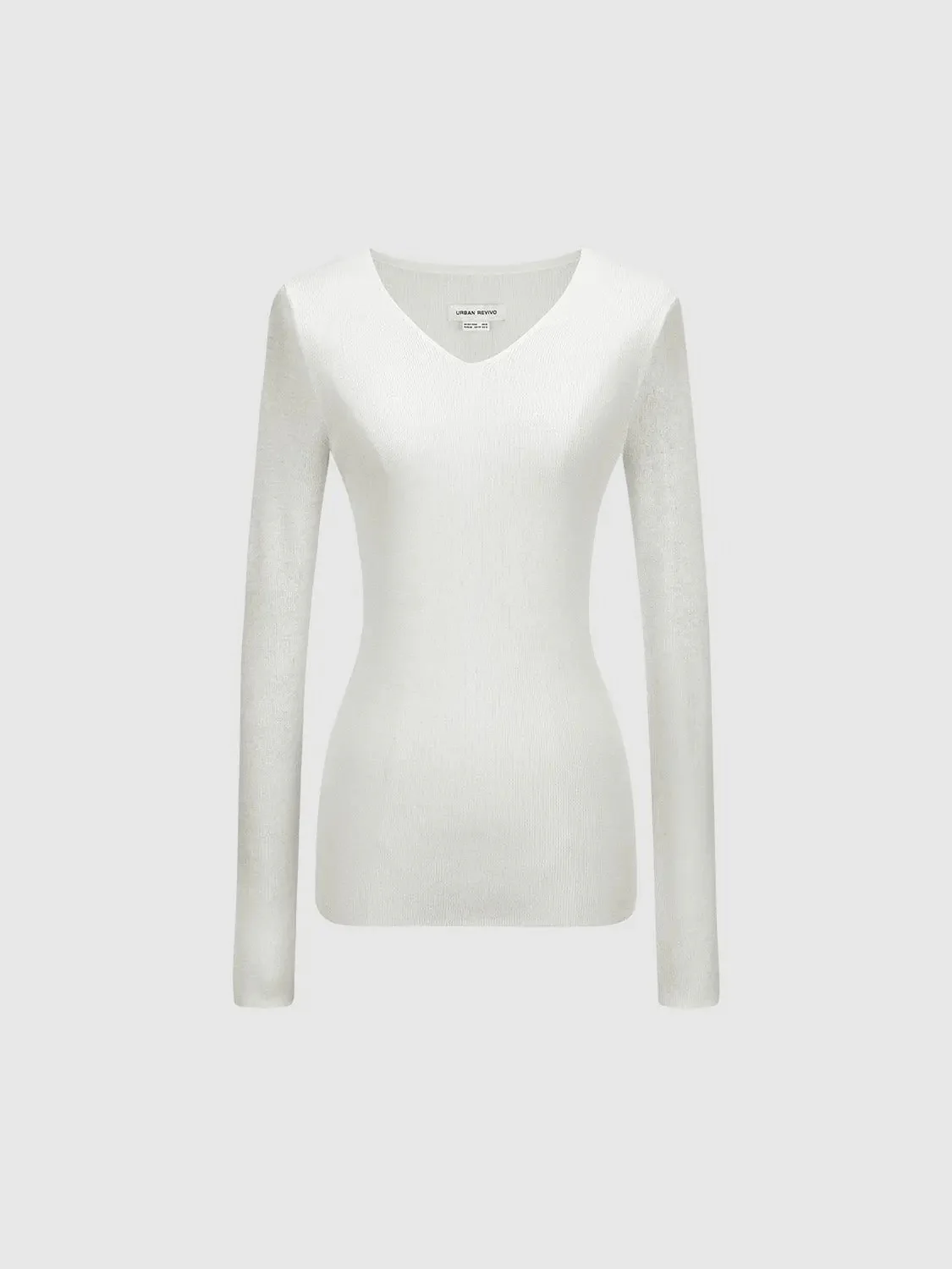 V-Neck Knitted Skinny T-Shirt