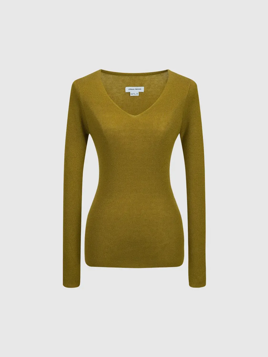 V-Neck Knitted Skinny T-Shirt